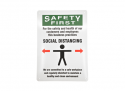 Wall Sign, Safety First, Social Distance, 10 in. x 14 in.