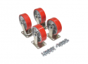 Casters, for D Series Self-Dumping Hoppers, 4,800 lb. Uniform Capacity, Poly-on-Steel, 6 in. X 2 in.