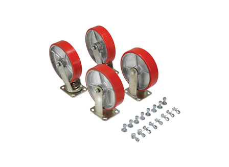 Casters, for D Series Self-Dumping Hoppers, 5,000 lb. Uniform Capacity, Poly-on-Steel, 8 in. X 2 in.